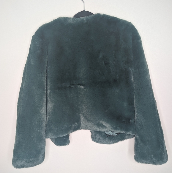 Karen Millen Forest Green Faux Fur Jacket sz 8 NWOT - Picture 7 of 9